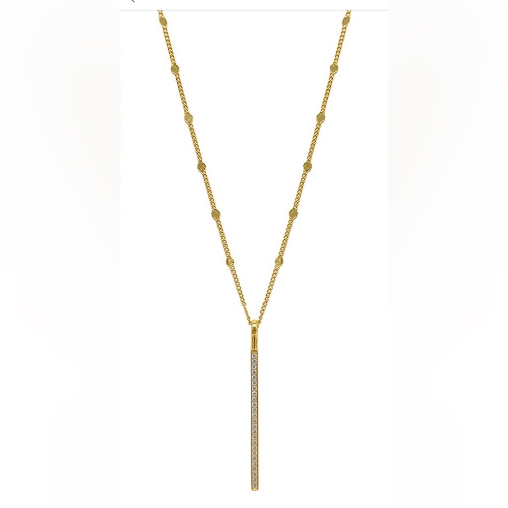 Adorina 14k Gold plated Pave CZ bar pendant